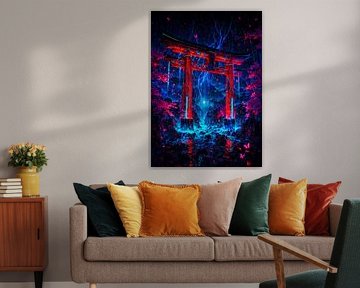 Anime Torii Gate Cyberpunk Japon