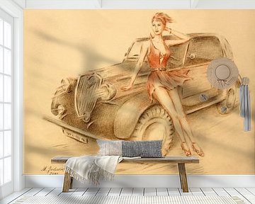 Model en Oldtimer - Vintage auto schilderij van Marita Zacharias