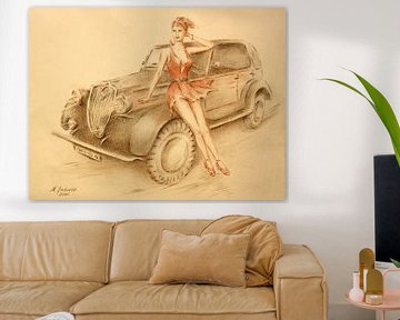 Model en Oldtimer - Vintage auto schilderij van Marita Zacharias