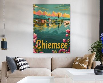 Chiemsee Reflections: Bavarian Lake Vintage Poster