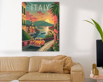 Italian Riviera Drive: Retro Coastal Escape Poster