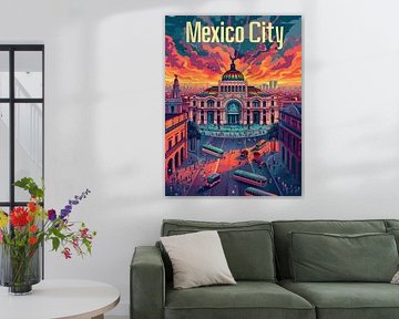 Mexico City Sunset: Palacio de Bellas Artes Poster