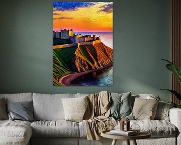 Coucher de soleil sur le château de Douvres