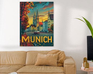 Munich Autumn Leaves: Bavarian City Poster