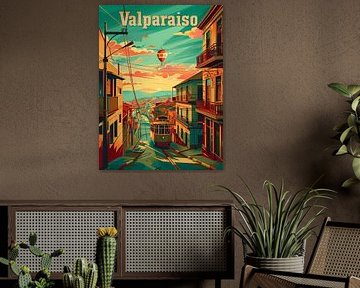 Valparaiso Hills: Chilenische Straßenbahnkunst im Retro-Stil von Travel Shop