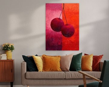 Minimalistische Kirschen in Acryl von Niklas Maximilian