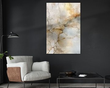 Beige abstract painting with sand tones and gold by Joriali Abstract