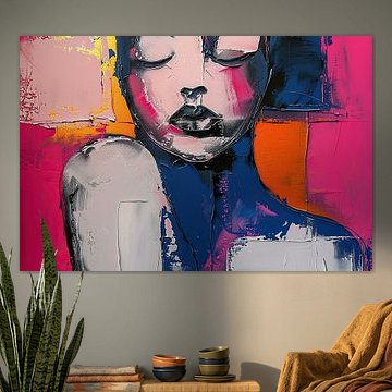 Frau mit Rosa | Abstrakte Frau