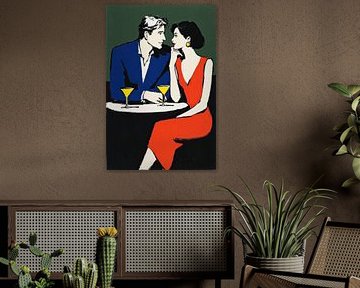 Femme en rouge - Dîner romantique avec cocktails