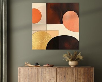Abstract work in brown pink beige and gold