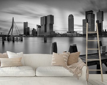 rotterdam skyline in zwart wit van Ilya Korzelius