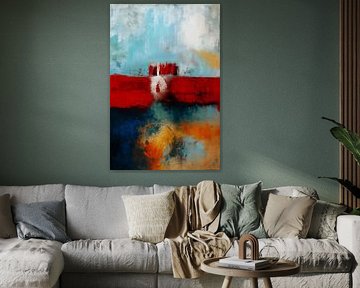 Abstract red and blue - powerful modern art