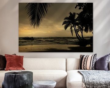 Sonnenaufgang mit Palmen in Puerto Viejo - karibische Gelassenheit von Rick Massar