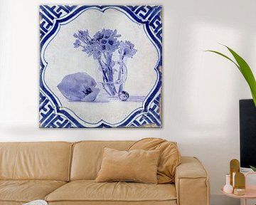 Tegeltje Delfts Blauw bloemen van Sander Van Laar