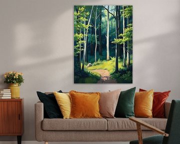 Een lichtgevende reis: Een pad door het zonovergoten bos van Artistic