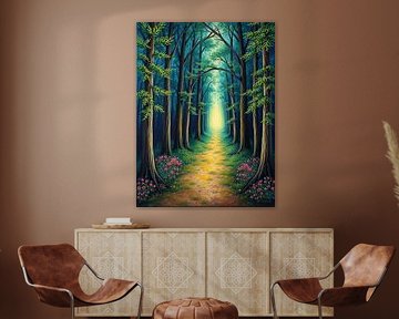Le chemin de la forêt enchantée : Un voyage serein dans un bois lumineux et magique