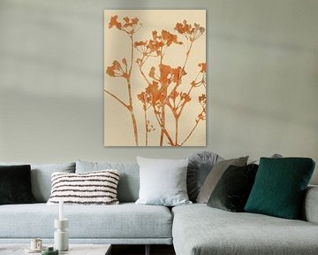 Romantic wildflowers in terracotta and white by Abstract Minimalist Art