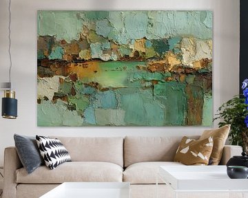 Groen abstract schilderij – Aards en rustgevend van Joriali Abstract