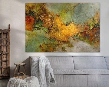 Goud Oranje Abstract - Warm Luxe Schilderij