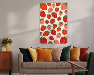 Motif de fraises avec des baies rouges et roses sur Dante S