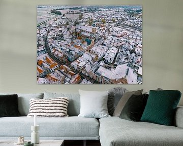 Luchtfoto van Hattem tijdens een koude winterochtend van Sjoerd van der Wal Fotografie