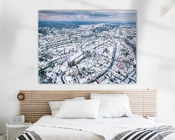 Luchtfoto van Hattem tijdens een koude winterochtend van Sjoerd van der Wal Fotografie