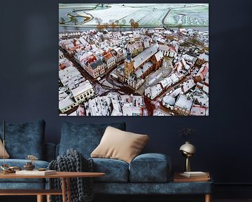 Luchtfoto van Hattem tijdens een koude winterochtend van Sjoerd van der Wal Fotografie