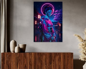 Anime Cyberpunk Geisha Girl Robot Japon