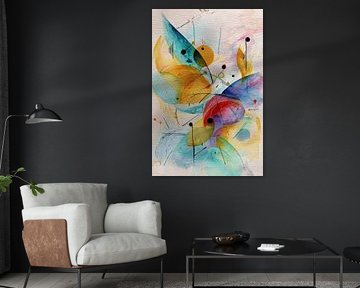 Colourful abstract painting - Expressive shapes