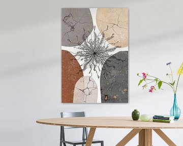Abstrakte geometrische Formen mit rissigen Texturen und Liniendesign von Markus Gann