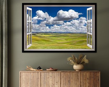 beautiful view of grassland with clouds