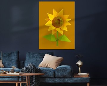 Origami - Minimalistische, fröhliche Sonnenblume