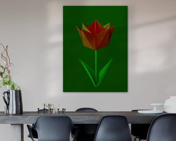 Origami - Minimalistisch, Bordeau rote Tulpe
