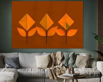 Origami - Minimalistische Blumenreihe in Ton-sur-Ton