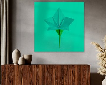 Origami - Lys minimaliste en Ton-sur-Ton bleu aqua/vert