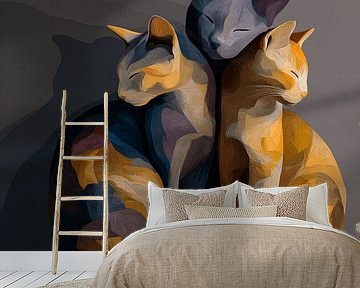 Drie Katten in Harmonie van Karina Brouwer