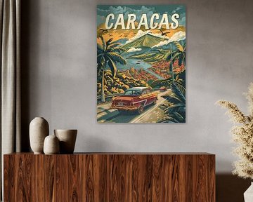 Reise nach Caracas: Bergfahrt Retro-Poster von Travel Shop