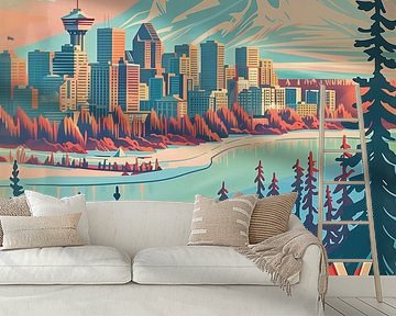 Calgary Skyline: Gateway to the Rockies Retro Print by Travel Shop