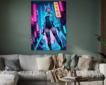 Anime Samurai Girl Cyberpunk Stil
