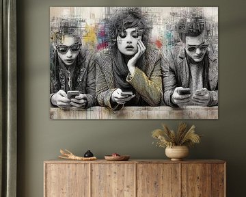 Graffiti Jugend mit Smartphone - Urban Street Art