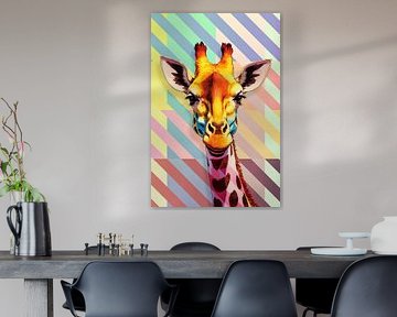 Kleurrijk Pop Art Giraf Portret van Arjen Roos