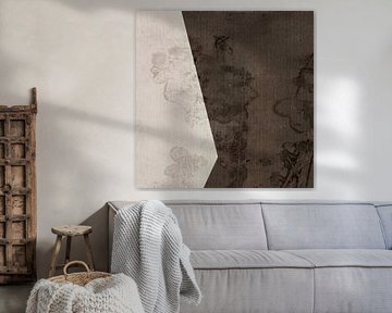 Wabi-sabi abstracte vormen in wit en bruin van Dina Dankers