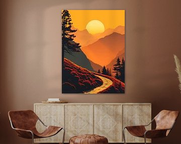Route du coucher de soleil dans le canyon