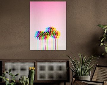 Verlichte palmbomen in neon van Kim Karol / Ohkimiko