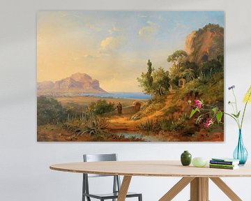 Uitzicht op de baai van Palermo met Monte Pellegrino, Sicilië, Carl Morgenstern