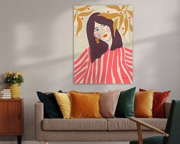 Kleurrijk portret met herfstbladeren van Anna Benge