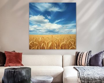 Une mer d'or sous une toile d'azur et de nuages