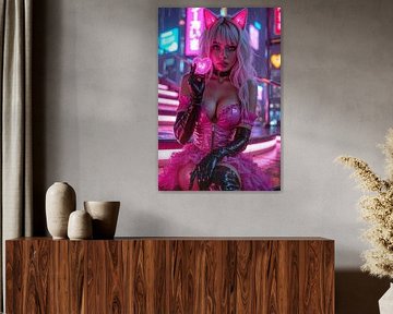 NEON CATGIRL: The Cyberpunk Angel of the Night by INFERAURUM
