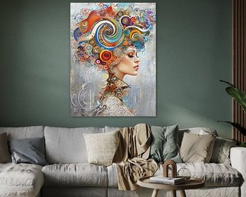 Vrouwengelaat | Mechanical Beauty Unwound van Abstract Schilderij