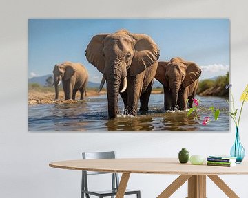 Elephants in Motion - Strength and Togetherness by Kleurenrijk